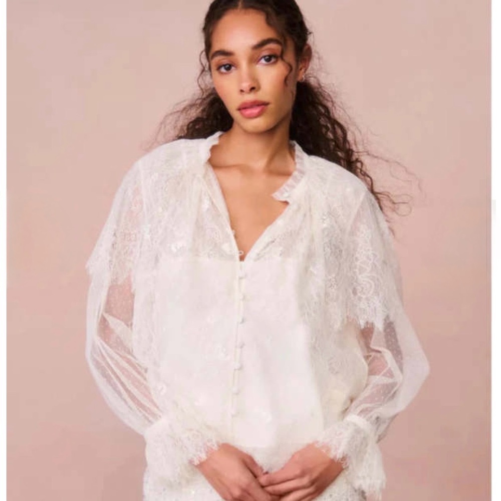 LoveShackFancy Duquette Ivory Lace Blouse size XS